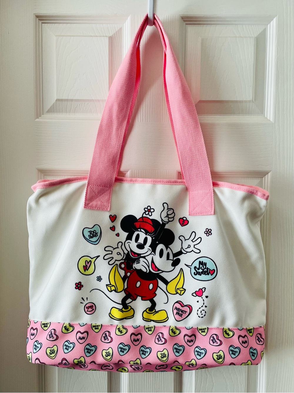 Disney Pink and White Mickey & Minnie Tote Bag